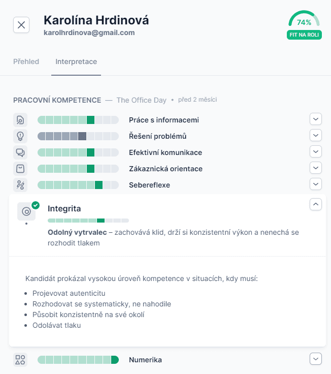 Candidate Fit — behaviorální fit kandidáta na konkrétní roli